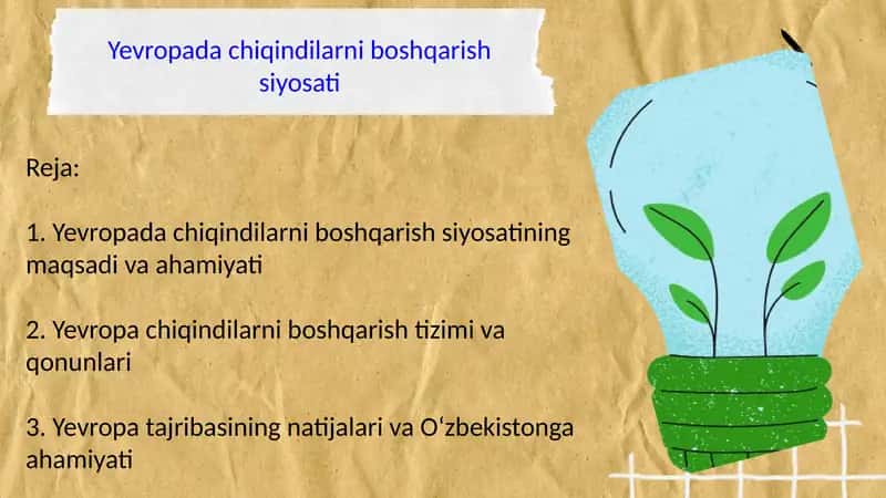 Yevropa chiqindilarni boshqarish siyosati 1