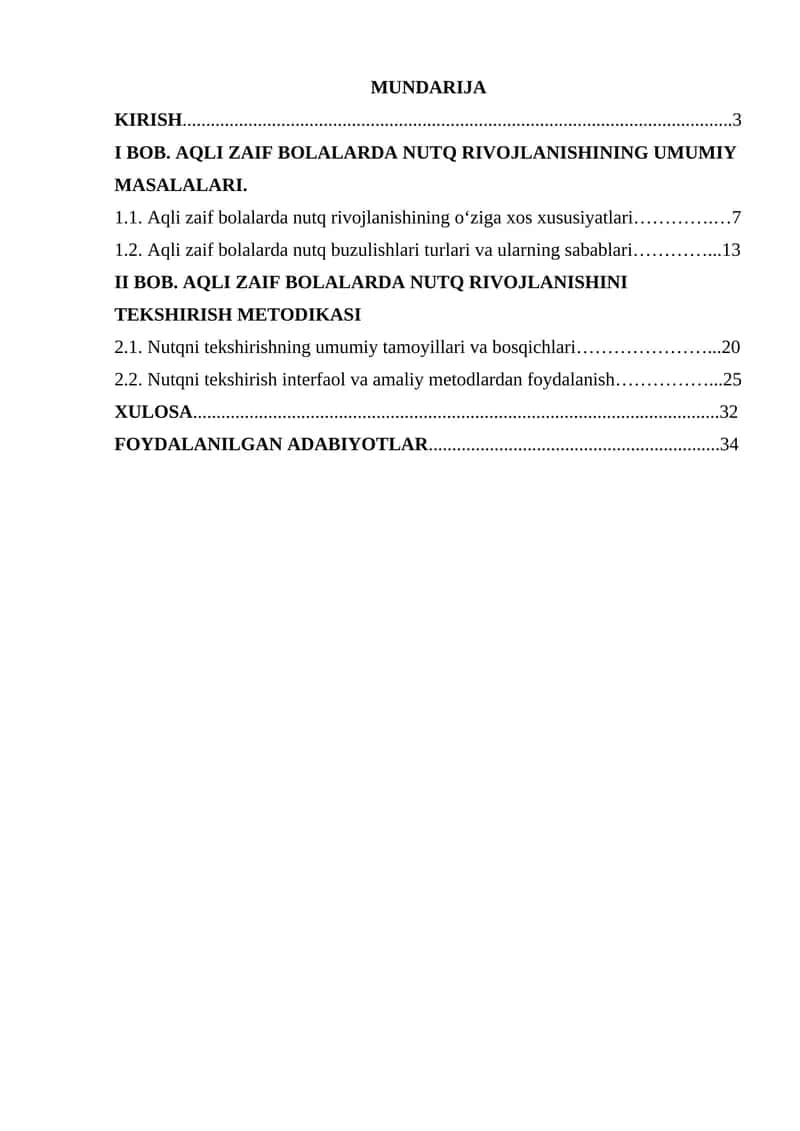 Aqli zaif bolalarda nutq rivojlanishini tekshirish metodlari 1
