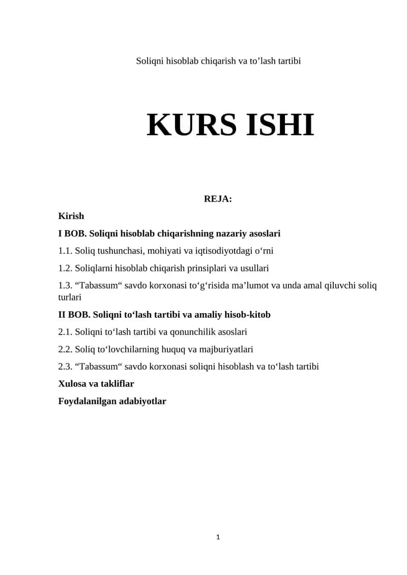 Soliqni hisoblab chiqarish va to’lash tartibi 1