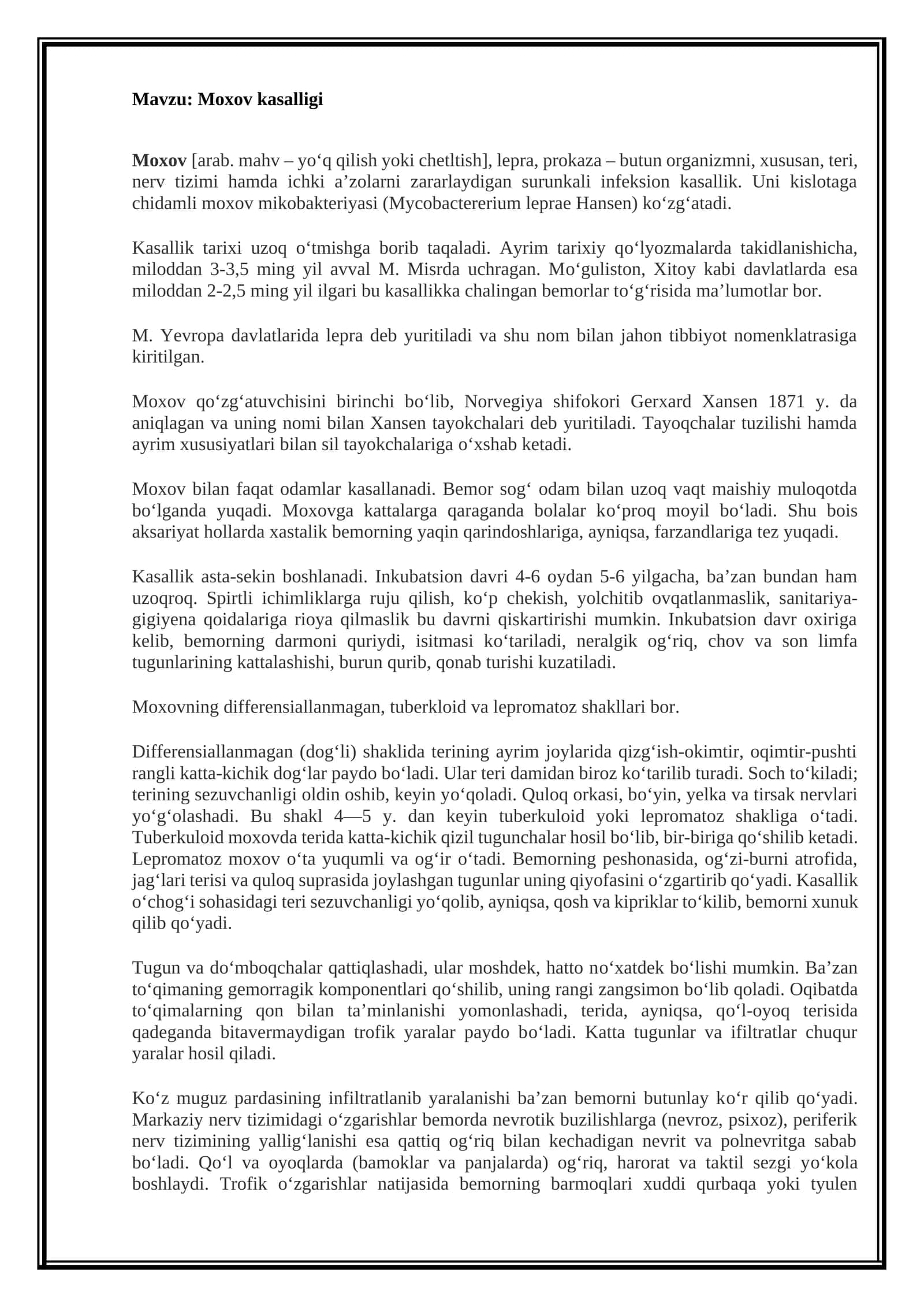 Moxov kasalligi 1