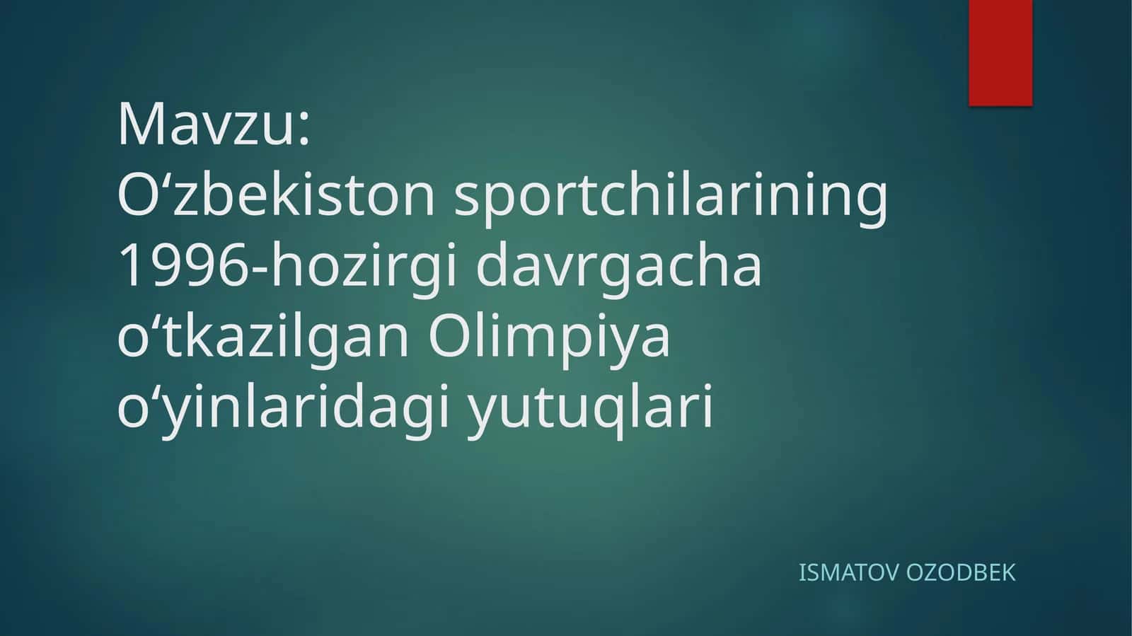 Oʻzbekistonsportchilarining 1996-hozirgi davr gacha oʻtkazilgan Olimpiya oʻyinlarida giyutuqlari 1