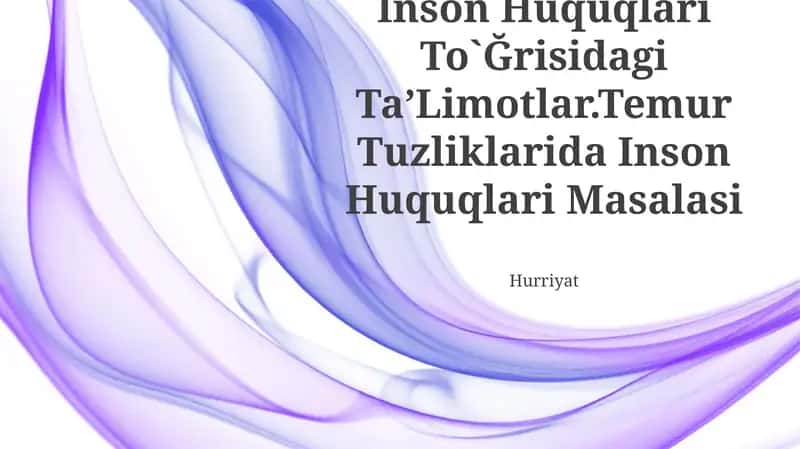 Inson Huquqlari To`Ğrisidagi TaʼLimotlar, Temur Tuzliklarida Inson Huquqlari Masalasi 1