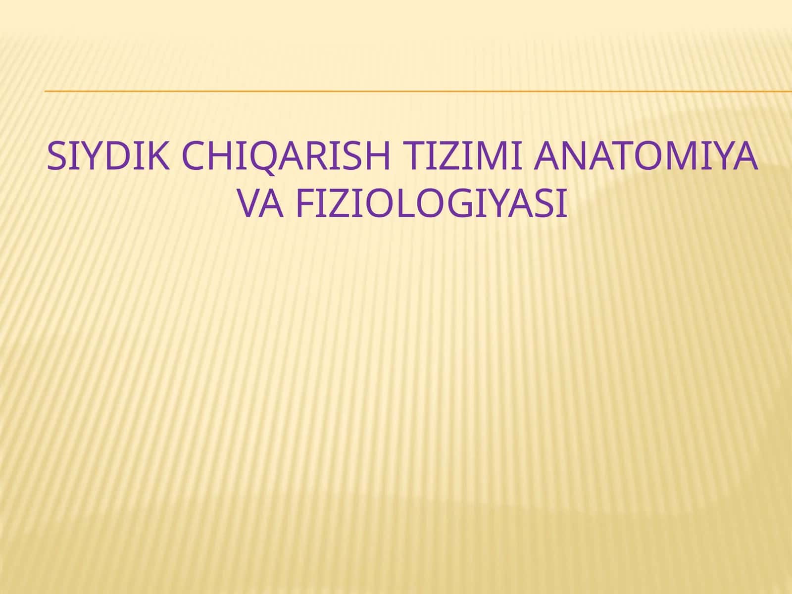 Siydik chiqarish tizimi anatomiya va fiziologiyasi 1