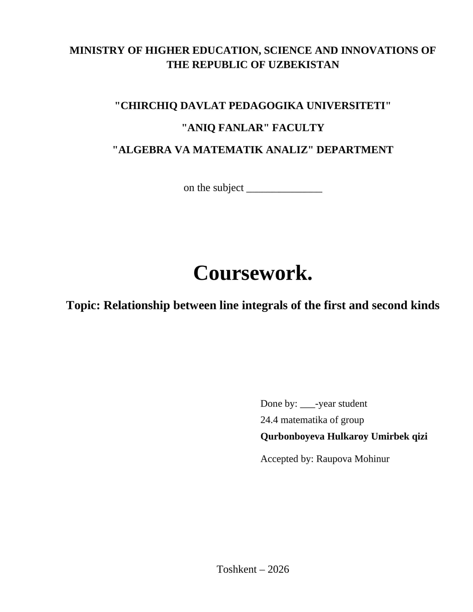 Relationship between line integrals of the first and second kinds 1