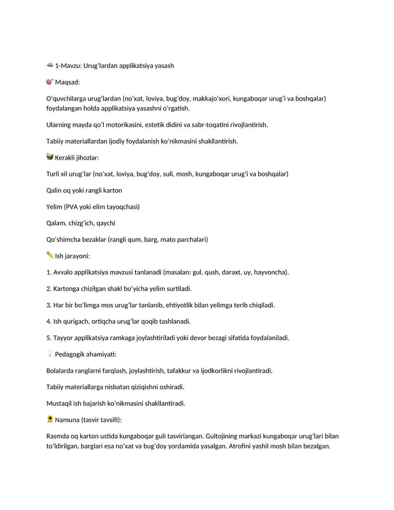 Urugʻlardan applikatsiya yasash 1
