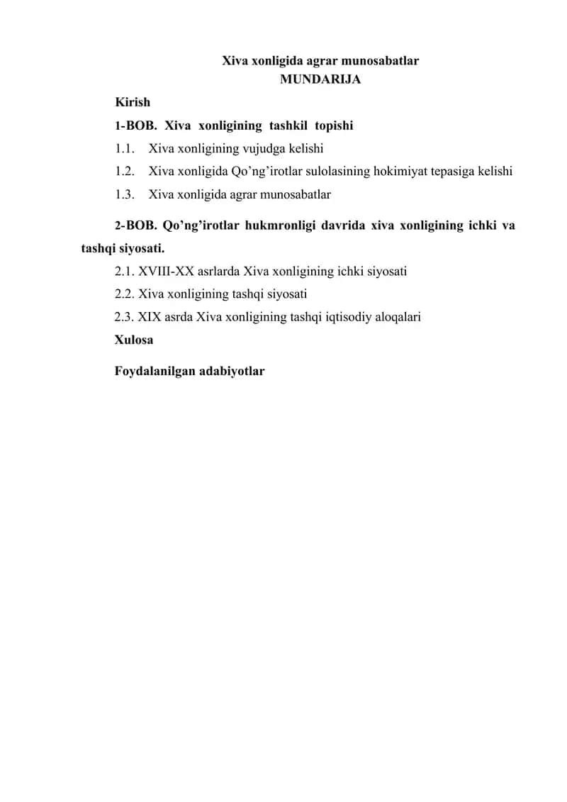 Xiva xonligida agrar munosabatlar 1