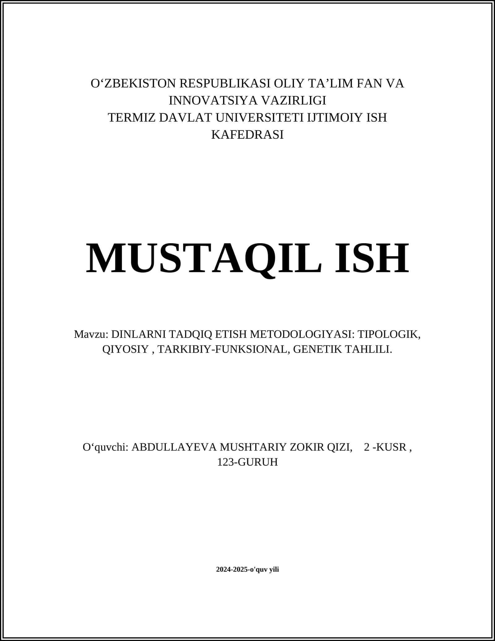 DINLARNI TADQIQ ETISH METODOLOGIYASI 1