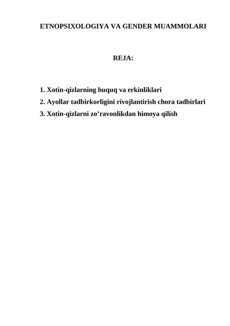 ETNOPSIXOLOGIYA VA GENDER MUAMMOLARI 1