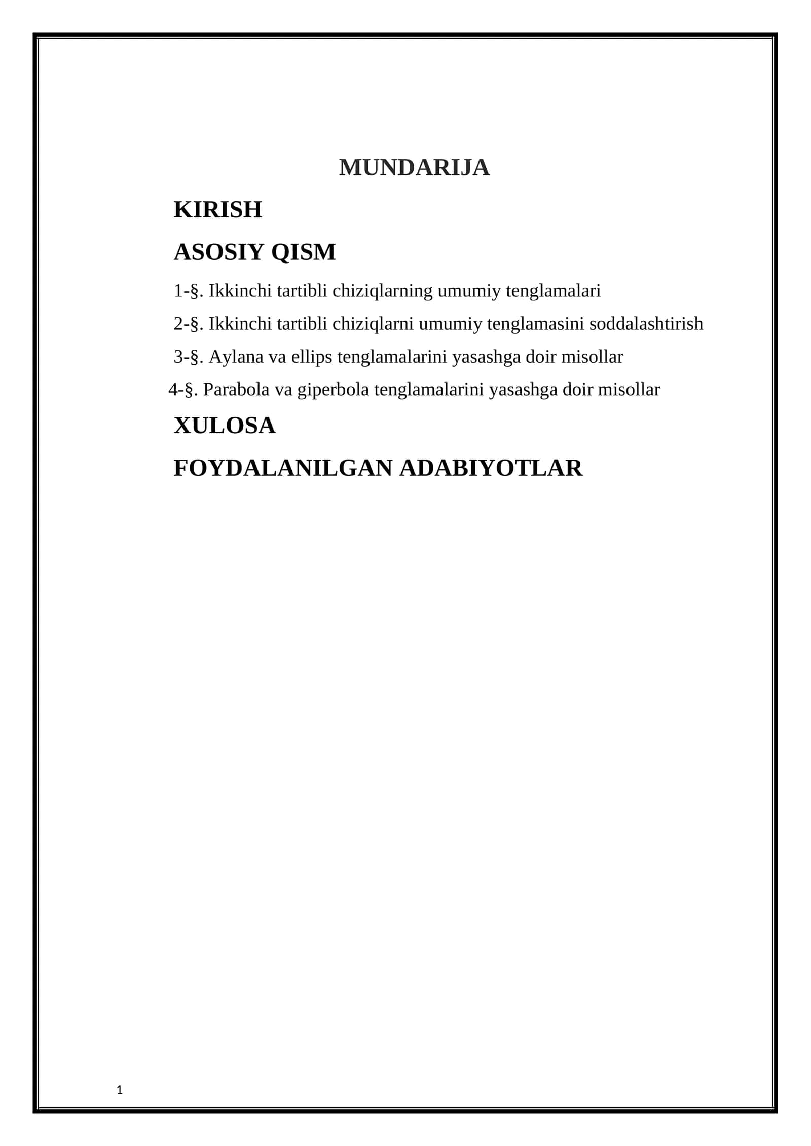 Ikkinchi tartibli chiziqlarni tenglamasiga koʻra yasash 1