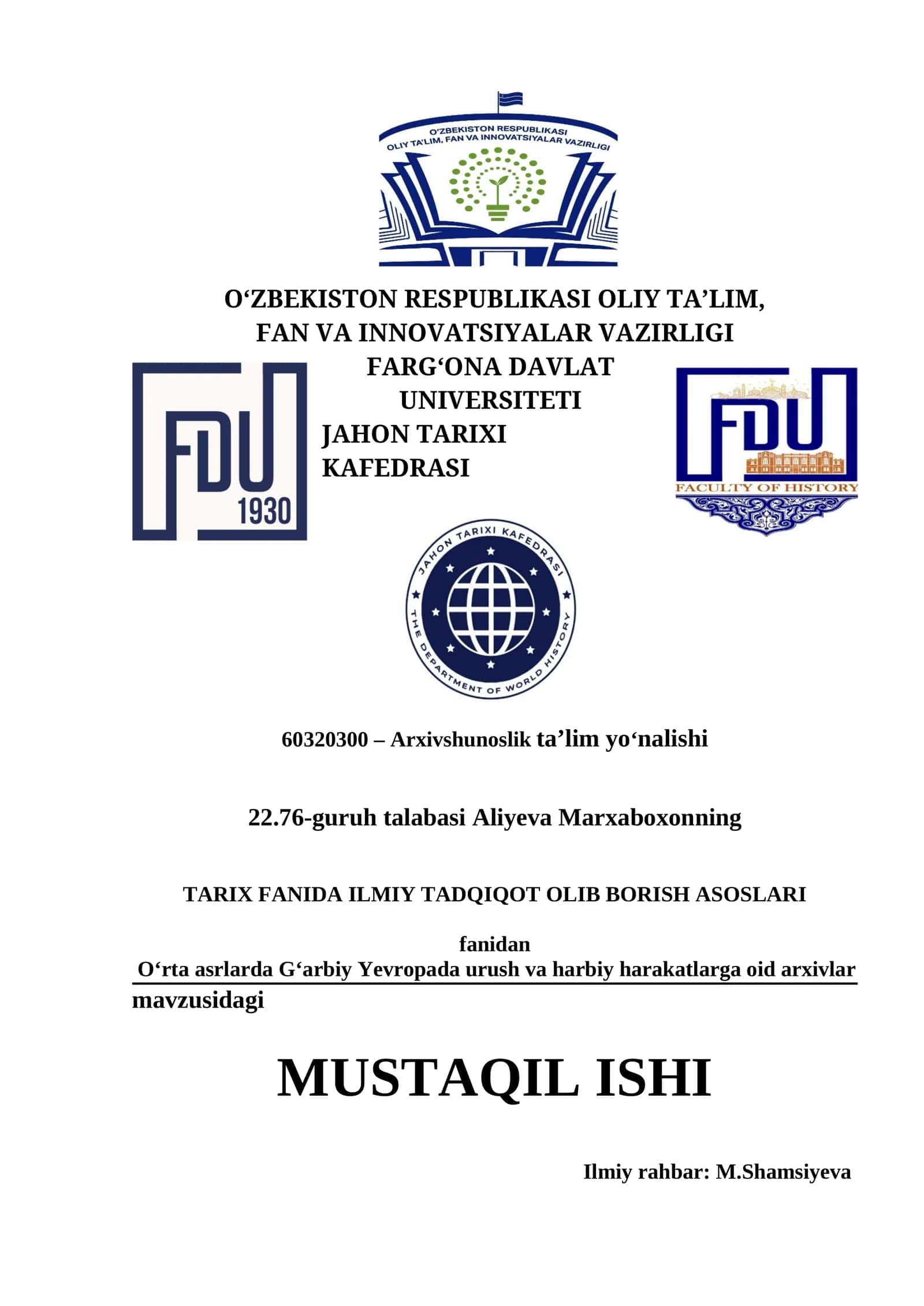Arxivshunoslik ta’lim yo‘nalishi 1