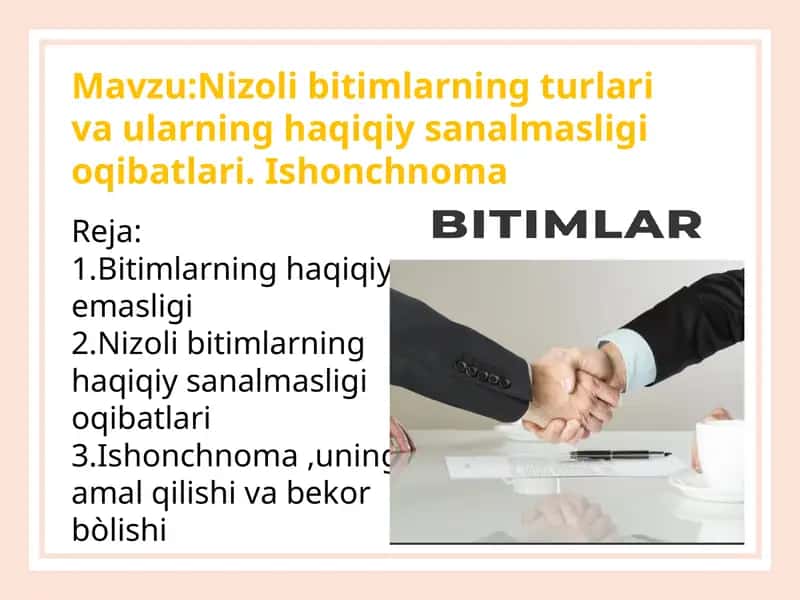 Nizoli Bitimlarning Turlari va Haqiqiy Sanalmasligi 1