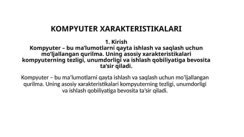 Kampyuter xarakteriskasi 1