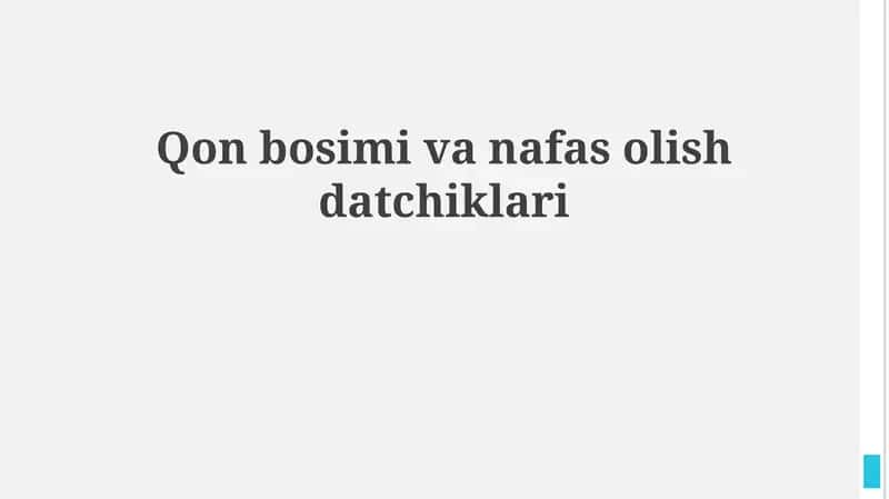 Qon bosimi va nafas olish datchiklari 1