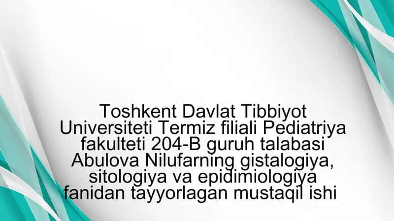 Teri regeneratsiyasi va transplantatsiyasi. Nazariy va klinik ahamiyati. Havo-qon to‘sig‘i tuzilishi, vazifalari va patalogiyasi.Atsinusning gistafiziologiyasi. O‘pkaning regeneratsiyasi va transplantatsiyasi. 1