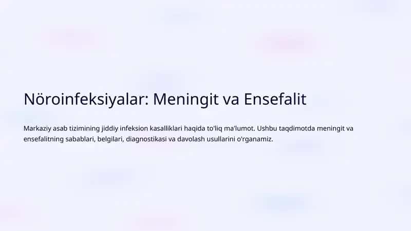 Nöroinfeksiyalar: Meningit va Ensefalit 1