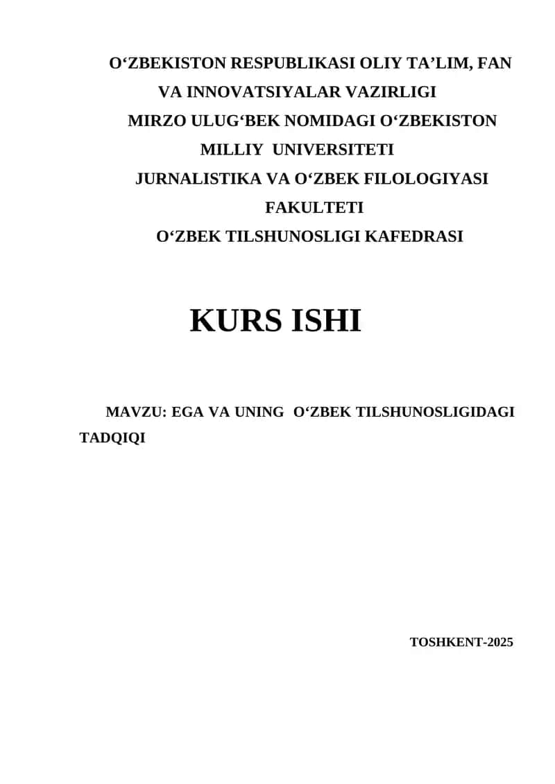 EGA VA UNING OʻZBEK TILSHUNOSLIGIDAGI TADQIQI 1