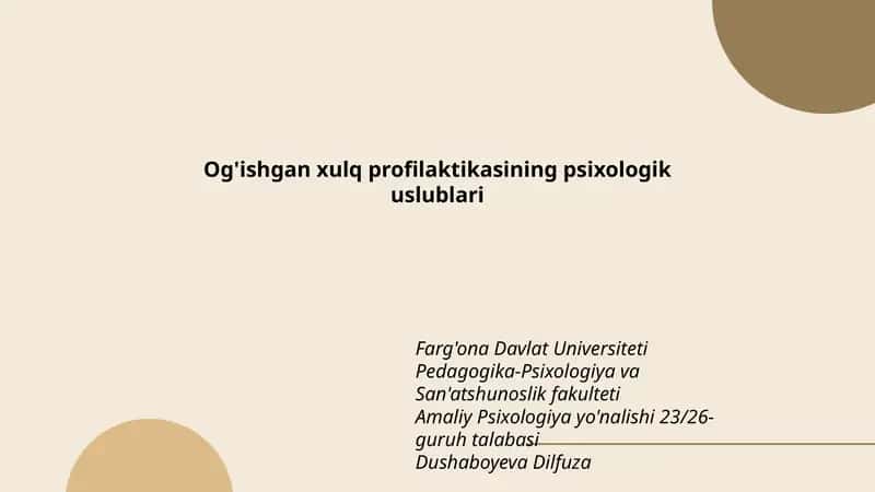 Og'ishgan xulq profilaktikasining psixologik uslublari 1