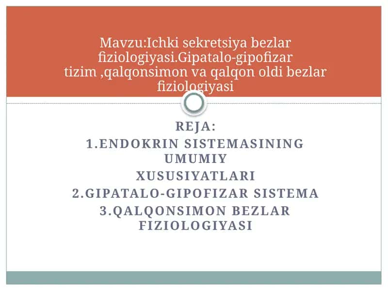 Ichki sekretsiya bezlari fiziologiyasi 1