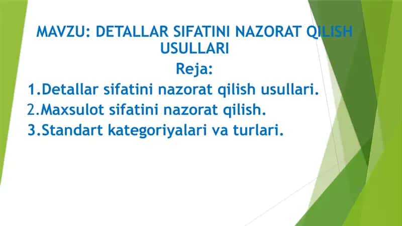 DETALLAR SIFATINI NAZORAT QILISH USULLARI 1