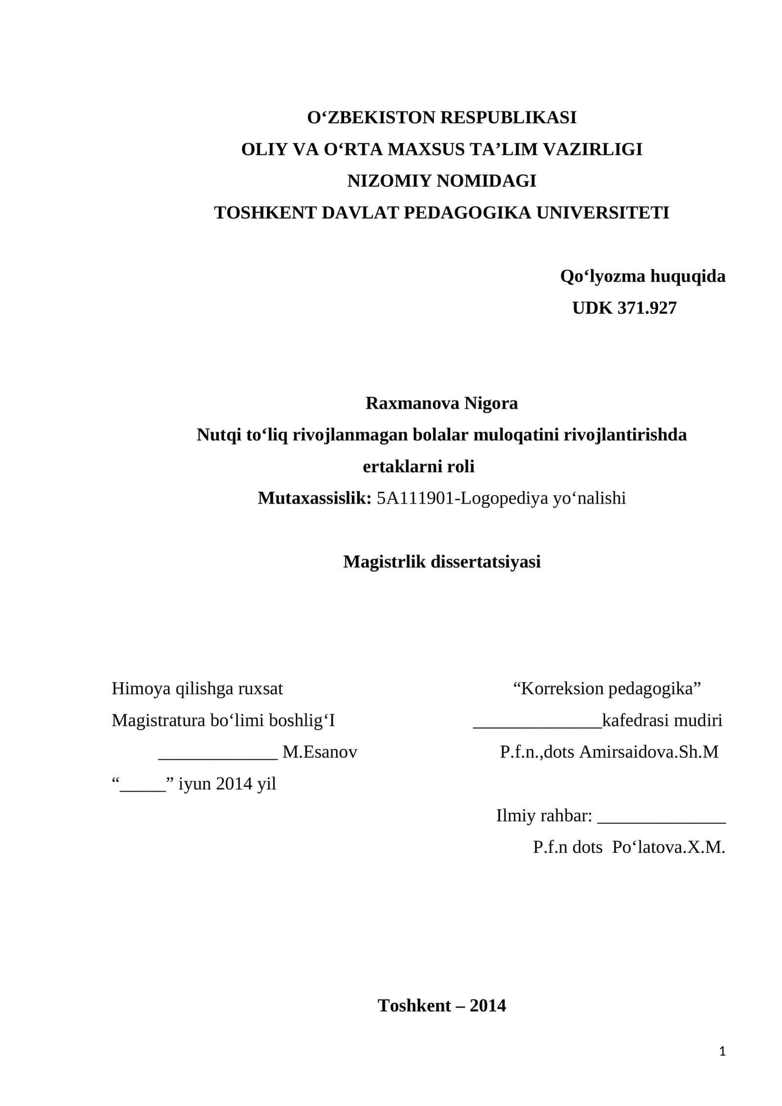 Nutqi to‘liq rivojlanmagan bolalar muloqatini rivojlantirishda ertaklarni roli 1
