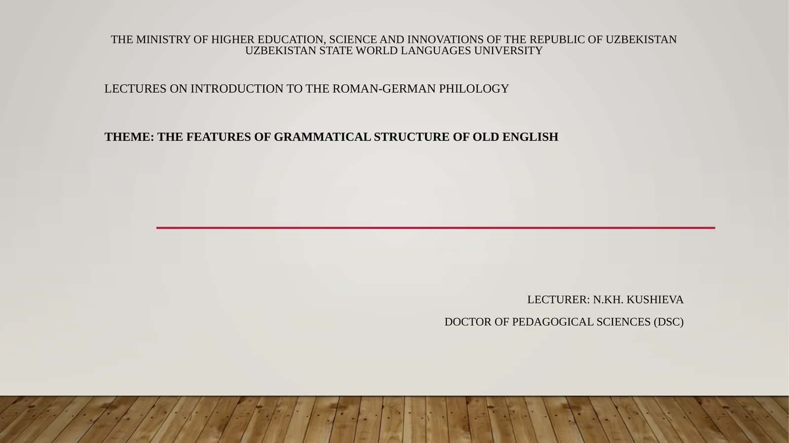 Lectures on Introduction to the Roman-German Philology 1