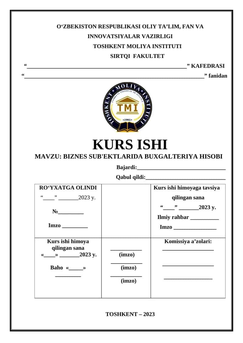BIZNES SUB'EKTLARIDA BUXGALTERIYA HISOBI 1