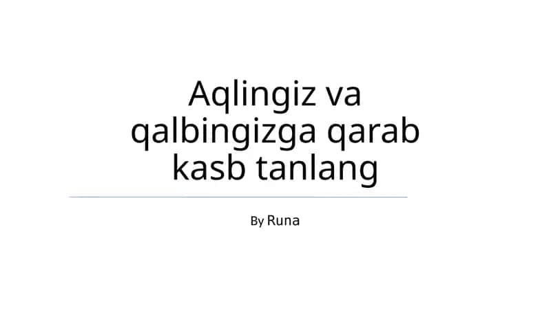Kasb tanlash 1