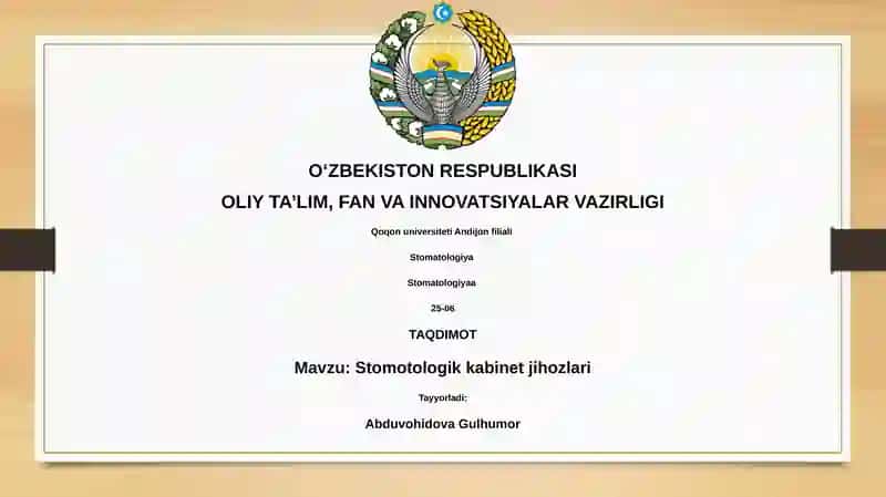 Stomatologik kabinet jihozlari