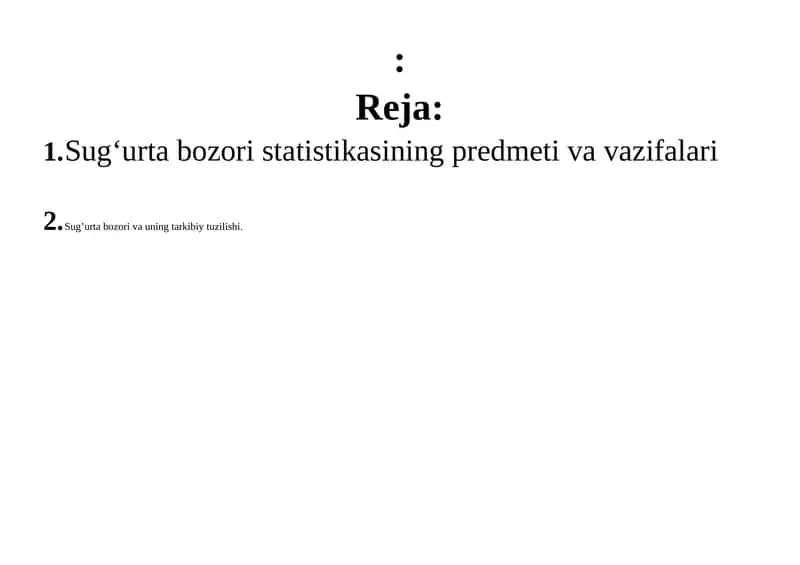 Sug'urta bozori statistikasi 1