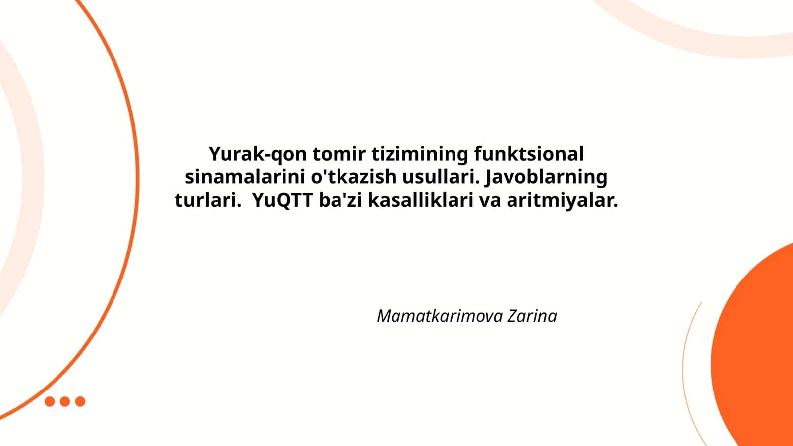 Yurak-qon tomir tizimining funktsional sinamalari 1