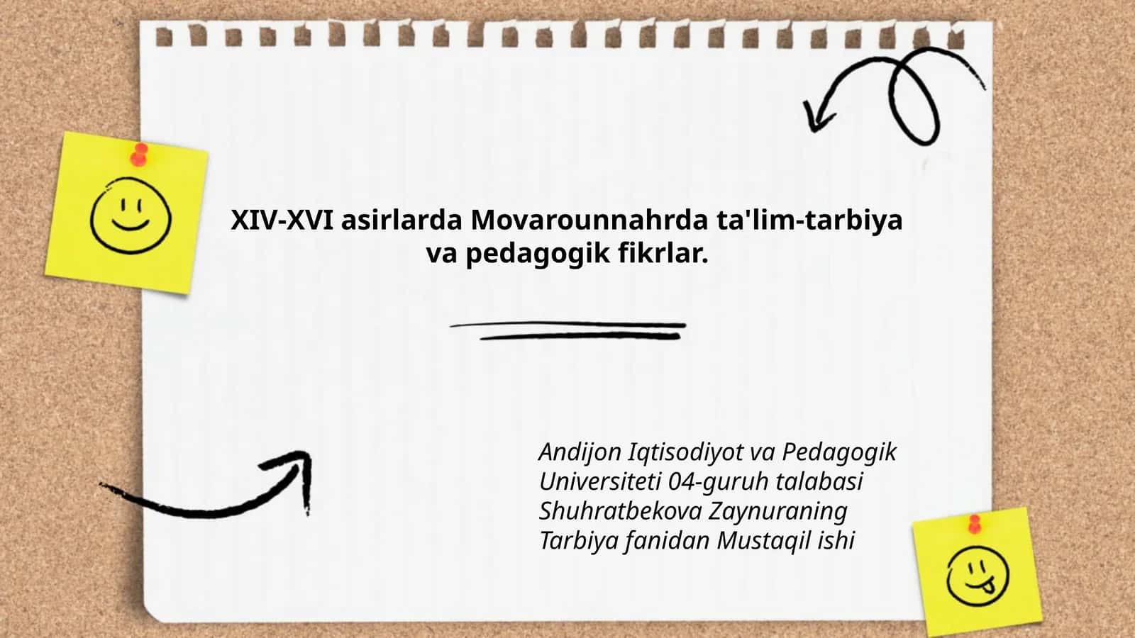 XIV-XVI asrlarda Movarounnahrda ta'lim-tarbiya va pedagogik fikrlar 1