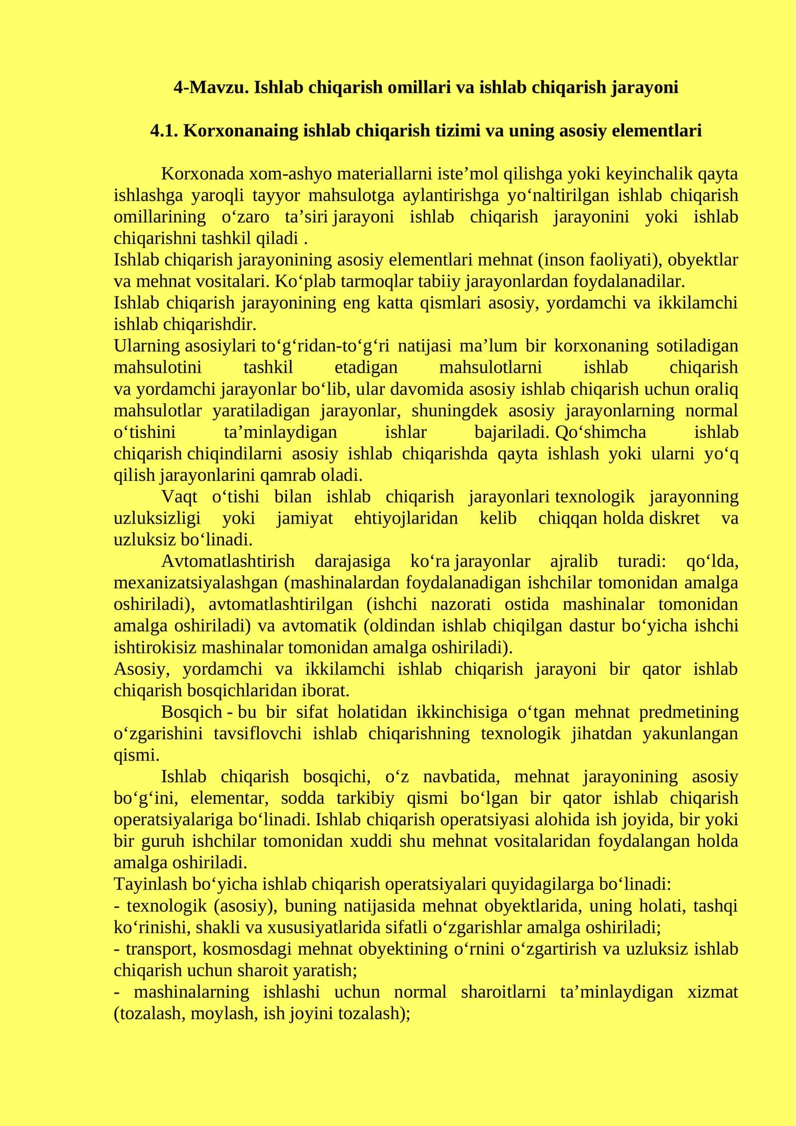 Ishlab chiqarish omillari va ishlab chiqarish jarayoni 1