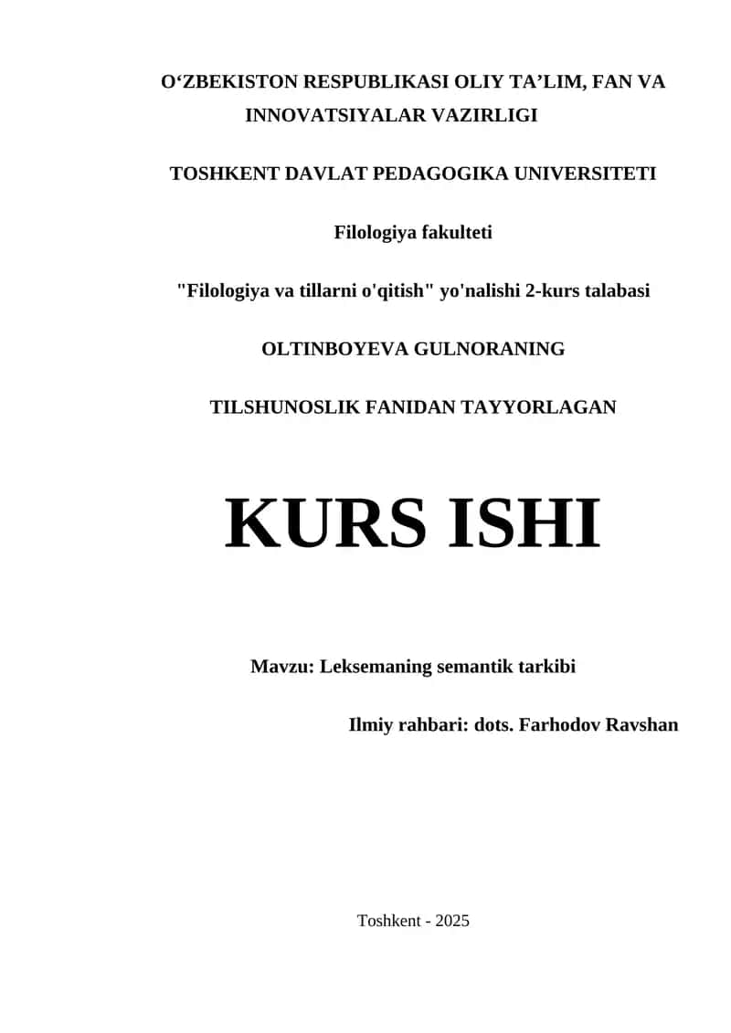 Leksemaning semantik tarkibi 1