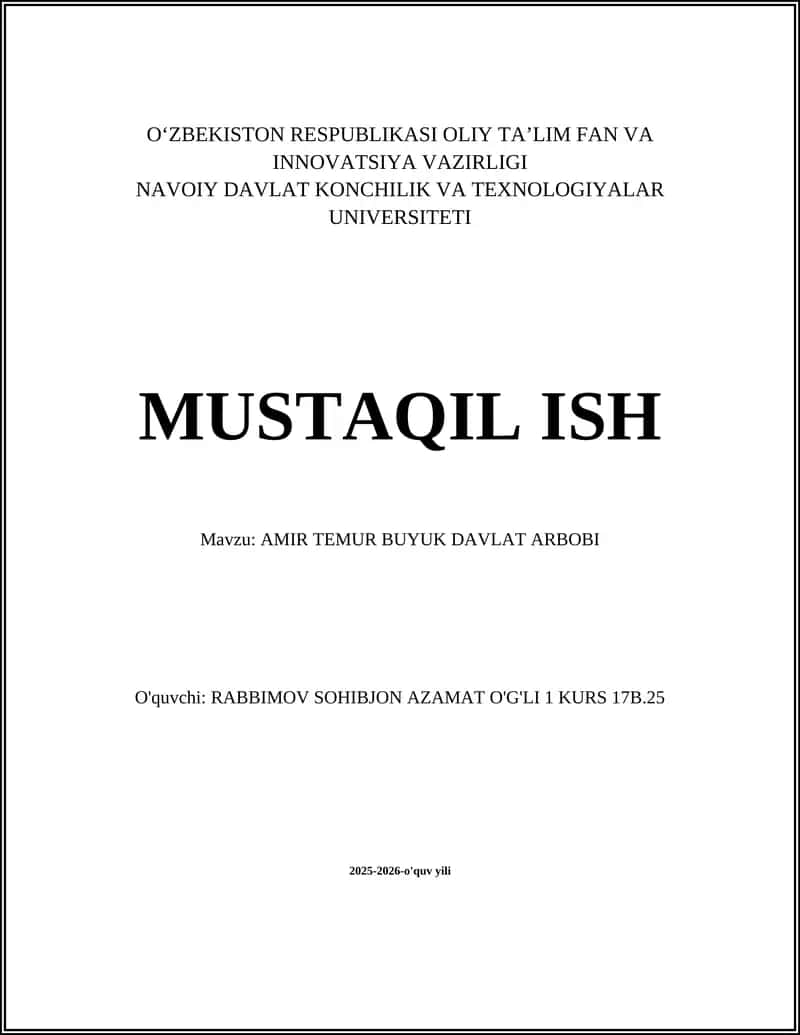 AMIR TEMUR BUYUK DAVLAT ARBOBI 1