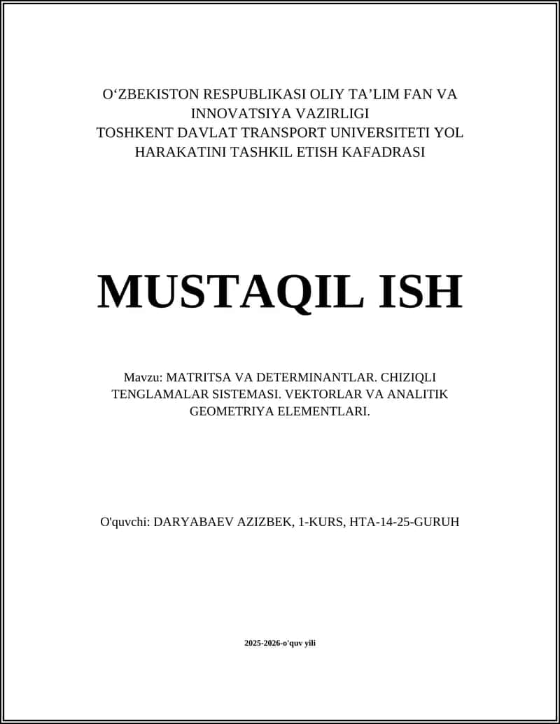 Matritsa va Determinantlar 1