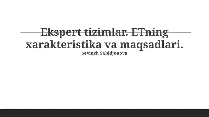 Ekspert tizimlari 1