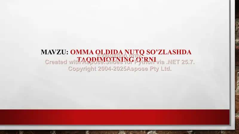 Omma oldida nutq so‘zlashda taqdimotning o’rni 1