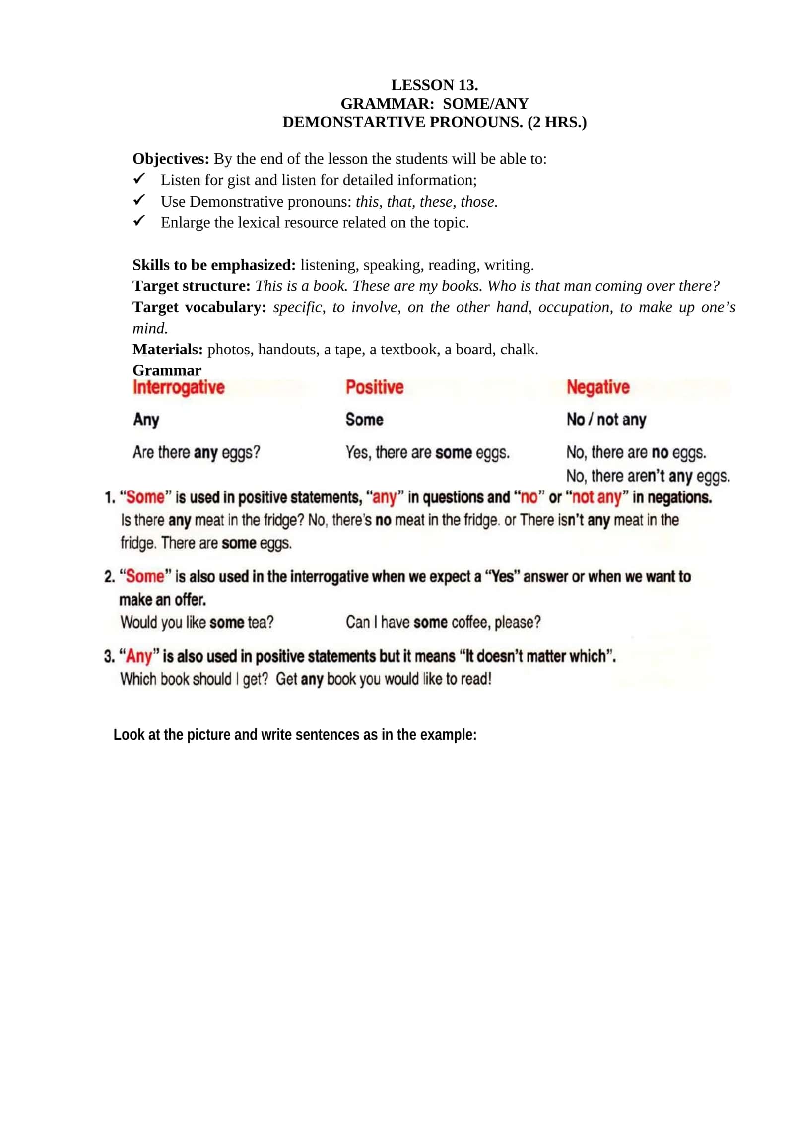 GRAMMAR: SOME/ANY DEMONSTARTIVE PRONOUNS 1