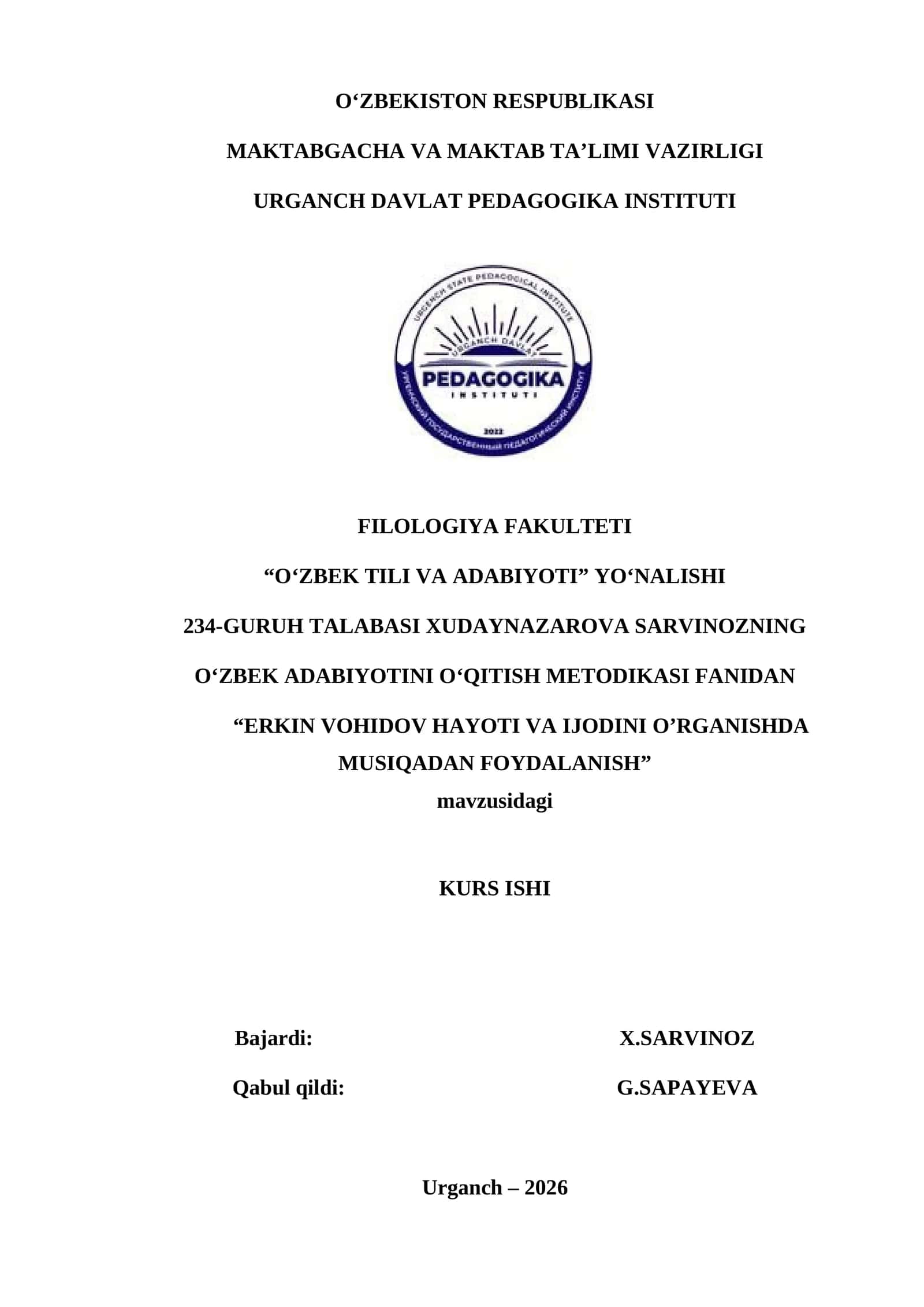 ERKIN VOHIDOV HAYOTI VA IJODINI O’RGANISHDA MUSIQADAN FOYDALANISH 1