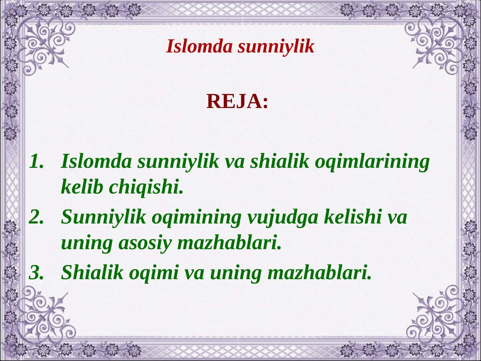 Islomda sunniylik 1