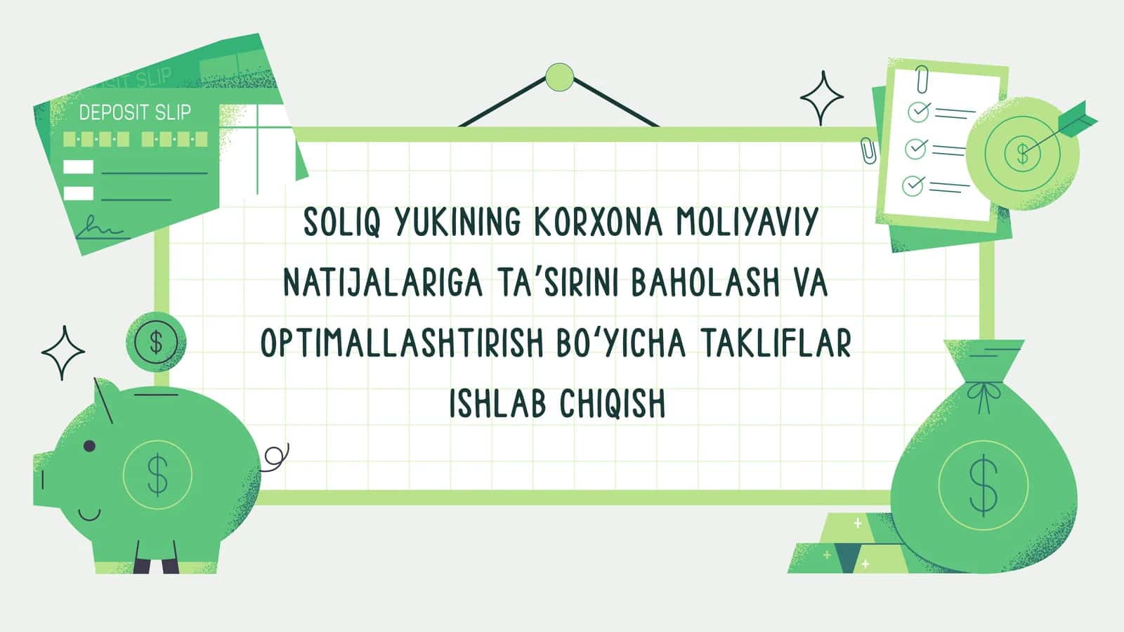 SOLIQ YUKINING KORXONA MOLIYAVIY NATIJALARIGA TAʼSIRINI BAHOLASH VA OPTIMALLASHTIRISH BOʻYICHA TAKLIFLAR ISHLAB CHIQISH 1