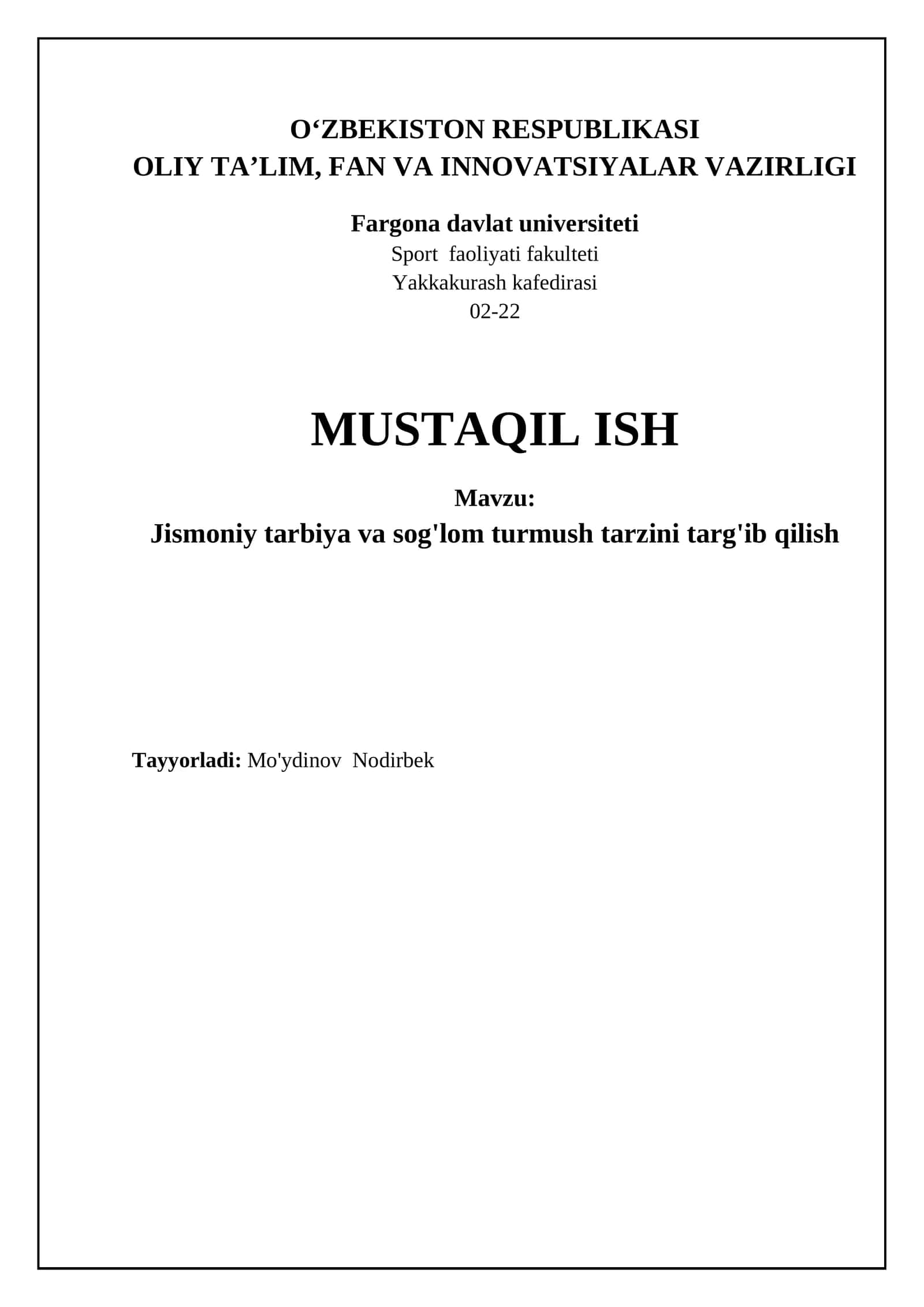 Jismoniy tarbiya va sog'lom turmush tarzini targ'ib qilish 1