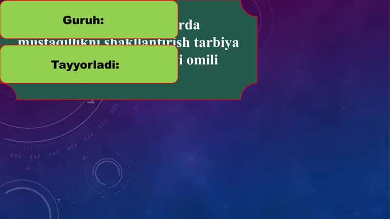 O‘quvchilarda mustaqillikni shakllantirish tarbiya jarayoni samaradorligi omili sifatida 1