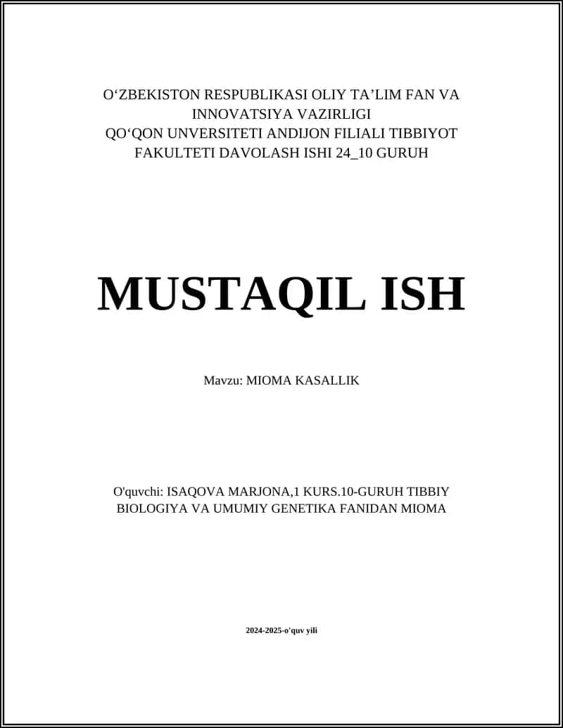 MIOMA KASALLIK 1