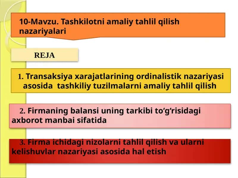 Tashkilotni amaliy tahlil qilish nazariyalari 1