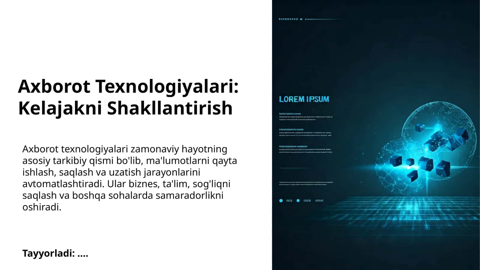 Axborot Texnologiyalari: Kelajakni Shakllantirish 1