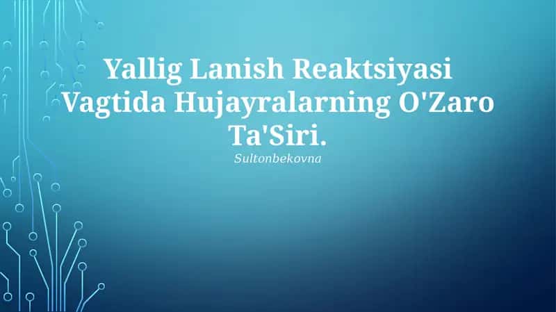 Yallig Lanish Reaktsiyasi Vagtida Hujayralarning O'Zaro Ta'Siri 1