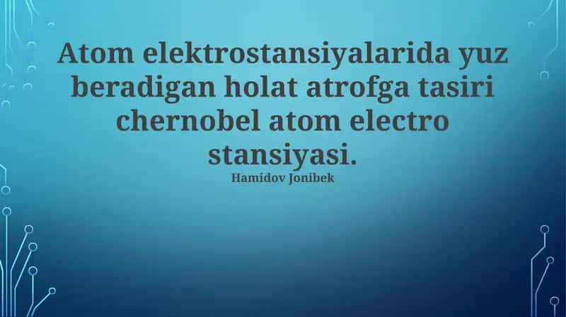 Chernobil AES falokati: sabablari, rivojlanishi va oqibatlari 1
