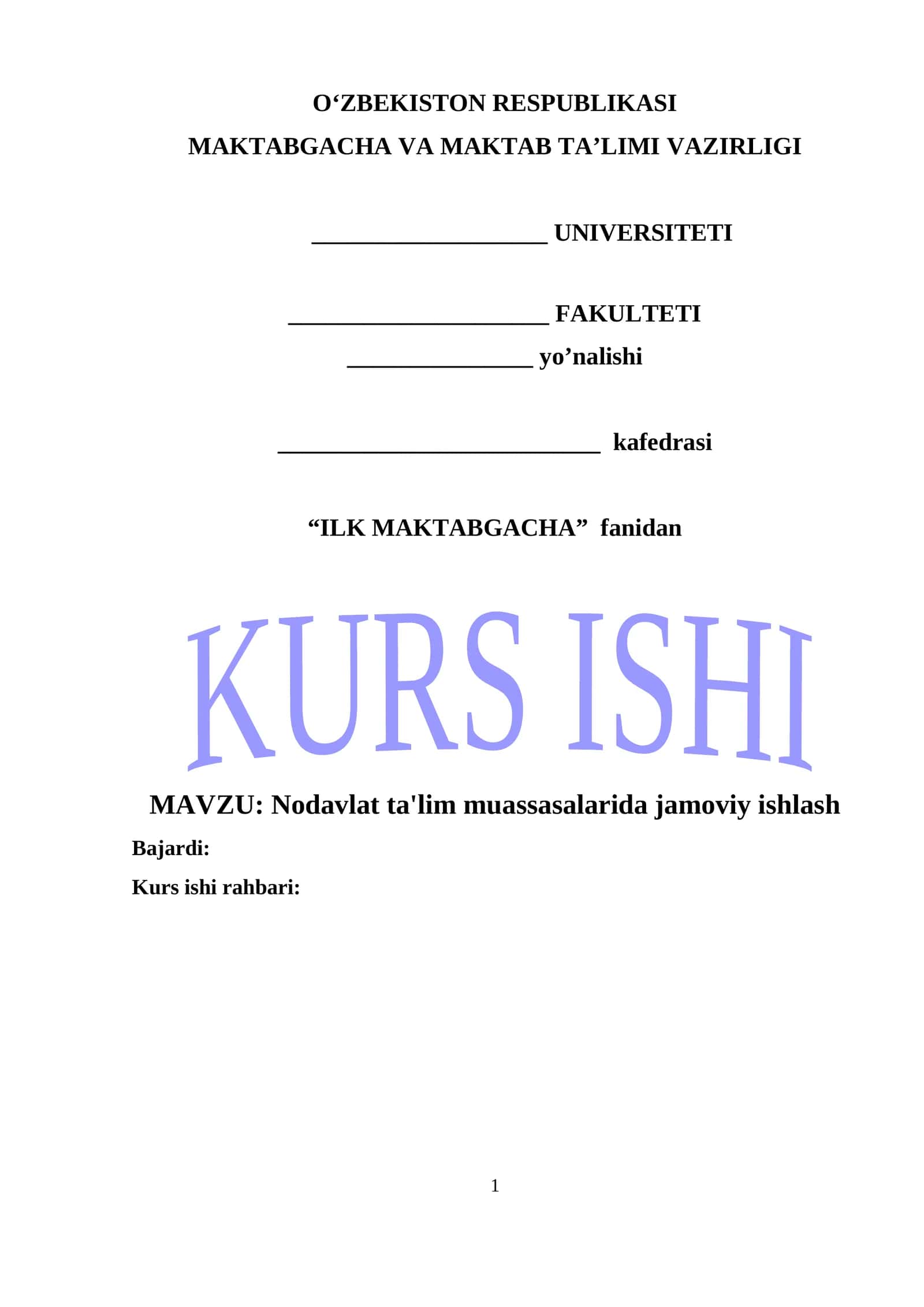 Nodavlat ta'lim muassasalarida jamoviy ishlash 1