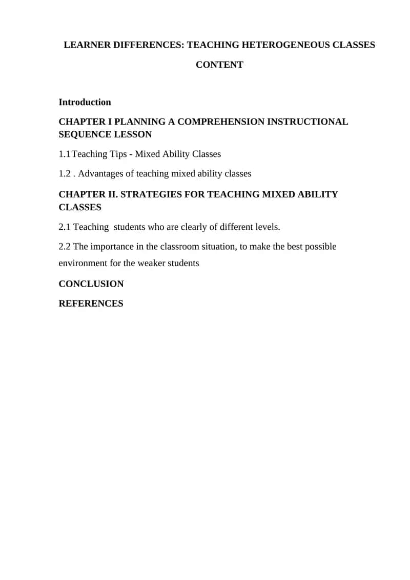 Teaching Heterogeneous Classes 1